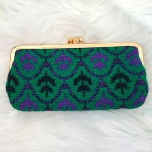 Vintage 1960s Brynkir Woollen Mill wool wallet green purple